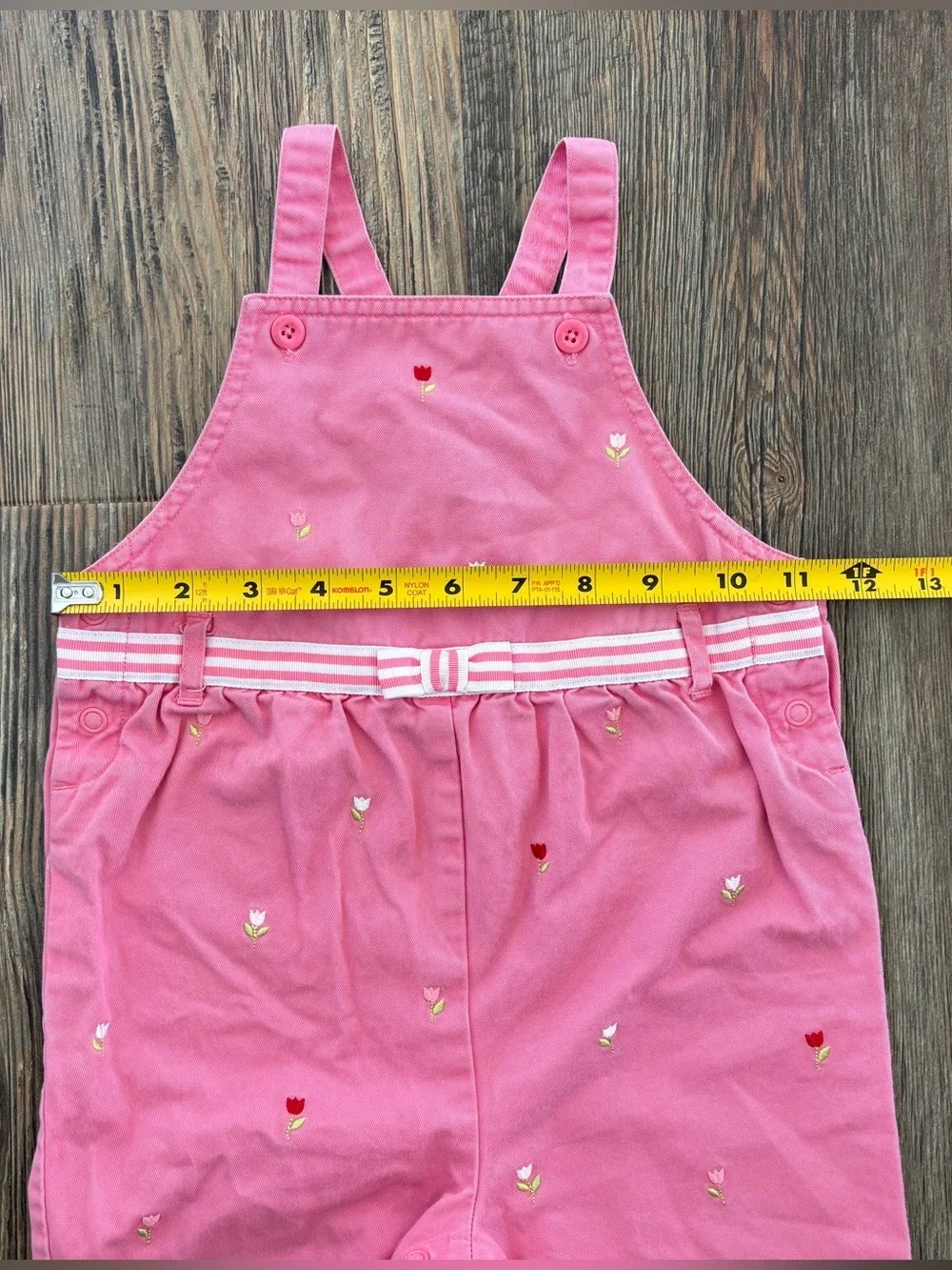 Y2K Gymboree Pink Floral Embroidered Bib Overalls 18-24 Mos Scalloped Hems 2003